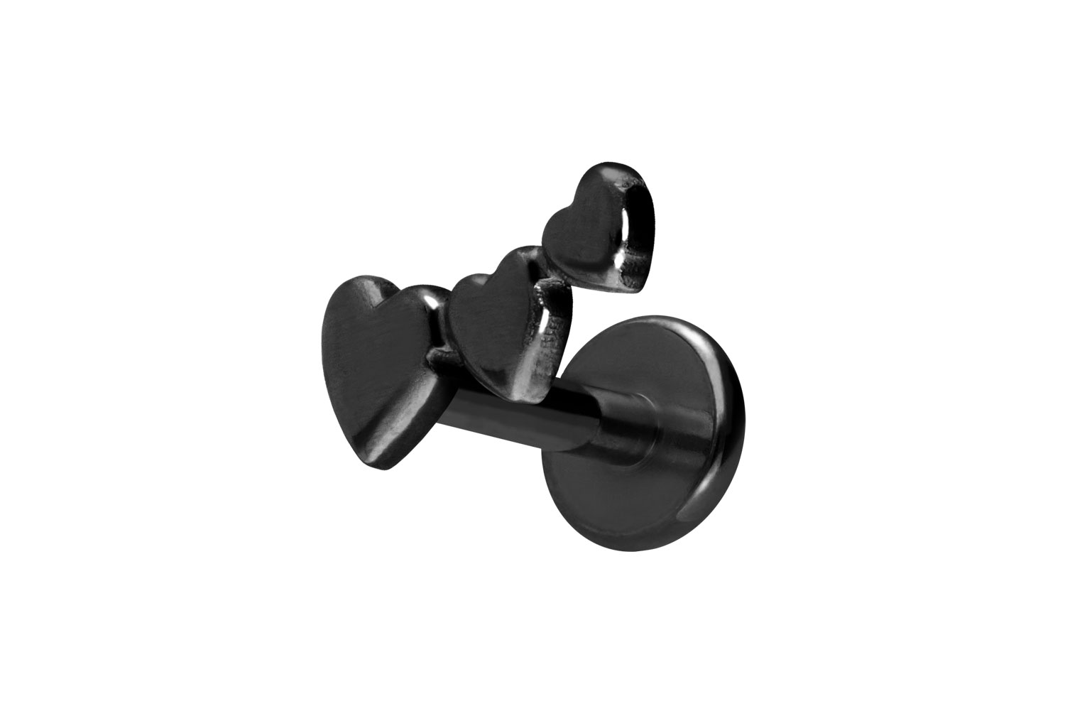 Titan Labret Piercing mit Push Fit 3 HERZEN